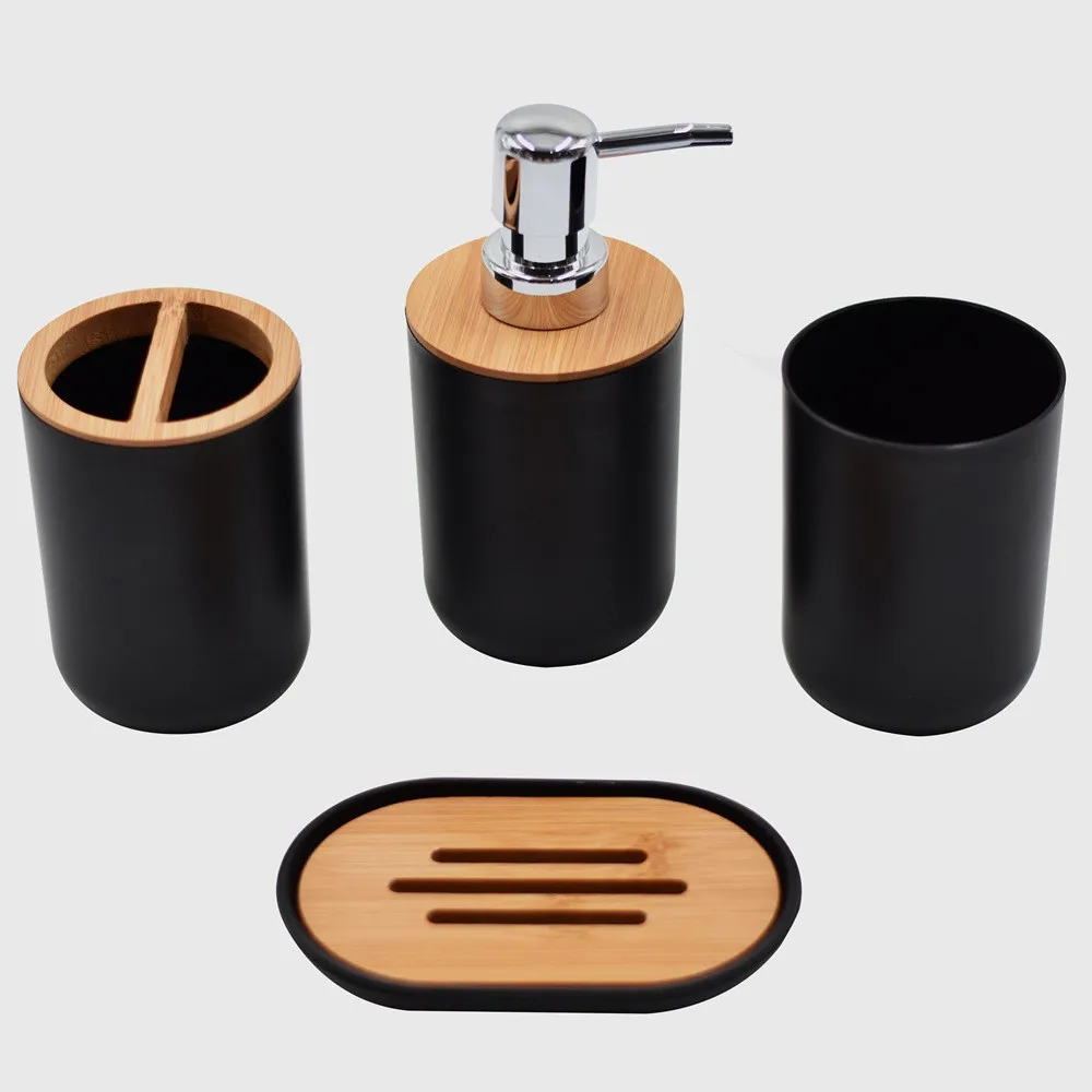 Fashionable Bathroom Bamboo and Wood Kit Nordic Toilet Supplies Bathroom Supplies Storage Set Bathroom Four Piece Set