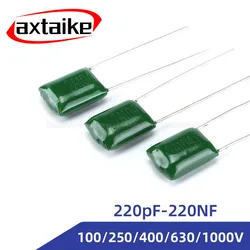 50PCS Condensatore a film di poliestere 100V 250V 400V 630V 1KV100nF 0.1uF 3A103J 2E102J 2A222J 2A332J 2A472J 2A103J 2A473J 2A104J 2A154J