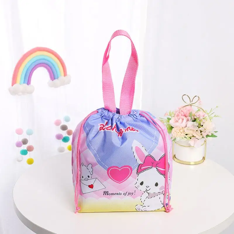 Kawaii Cute Sanrio Hellokitty Mymelody Bad Badtz Maru Hangyodon Bag Drawstring Drawstring Tote Bag Lunch Box Bag Gift For Girls