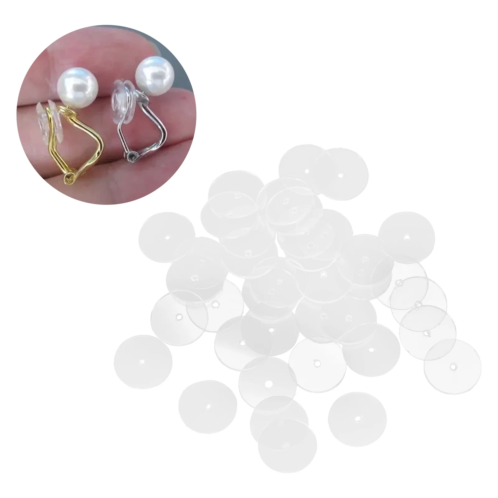 50 Pcs Earring Gasket Earing Backs Support Patches Heavy Retainers Earrings for Studs No Pull Piercing Disc CD Women's