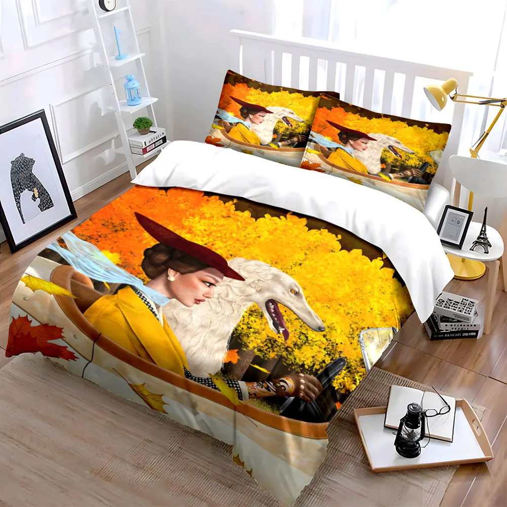 

"Autumn Driving Vintage Art Set" Bedding Set with 1 Duvet Cover 2 Pillowcases Single Double King Queen, Gift