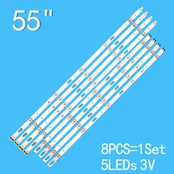 8Pcs/1Set LED Backlight Strip 10 Lamps for Samsung 55