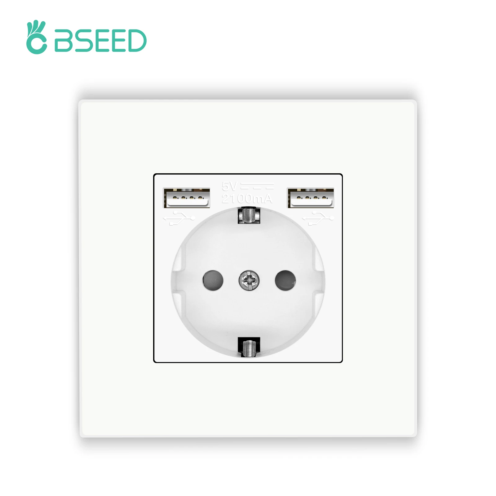 BSEED M1-Serie EU-Wandsteckdose, USB-Typ-C-Anschlusssteckdosen, doppelte Kunststoffrahmen-Steckdosen, dreifache Netzstecker, Kinderschutz, 16 A