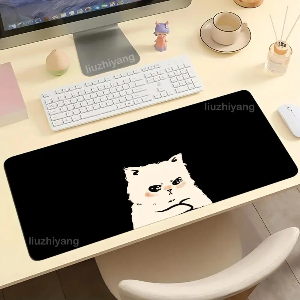 

Коврик для мыши Angry Cat Design, большой коврик для компьютерной офисной игры, настольный коврик XXL, резиновые противоскользящие коврики для клавиатуры с прошитыми краями, длинные настольные коврики