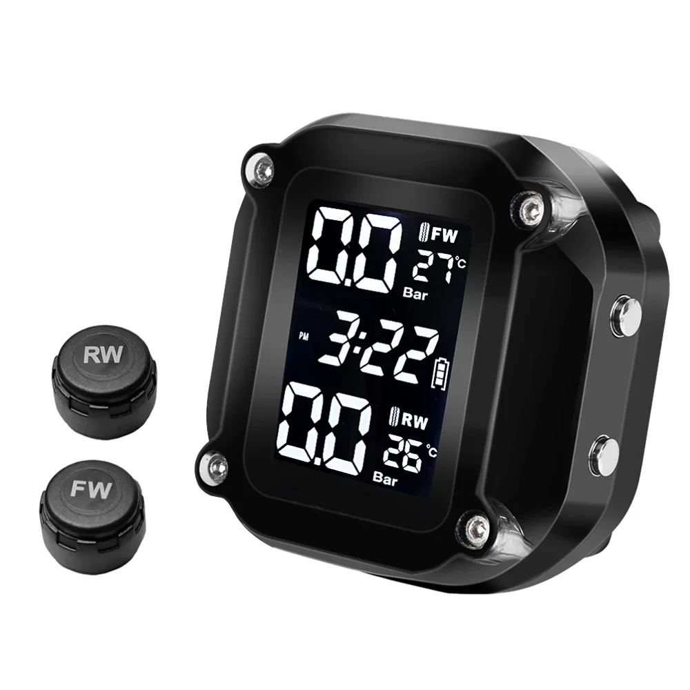 Motorcycle TPMS Tire Pressure Monitoring System Motor Tyre LCD Display With Internal or External TH/WI Sensors