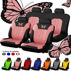 Car Seat Cover Full Set, Universal Butterfly Pattern Embroidery Auto Seat Cover Set