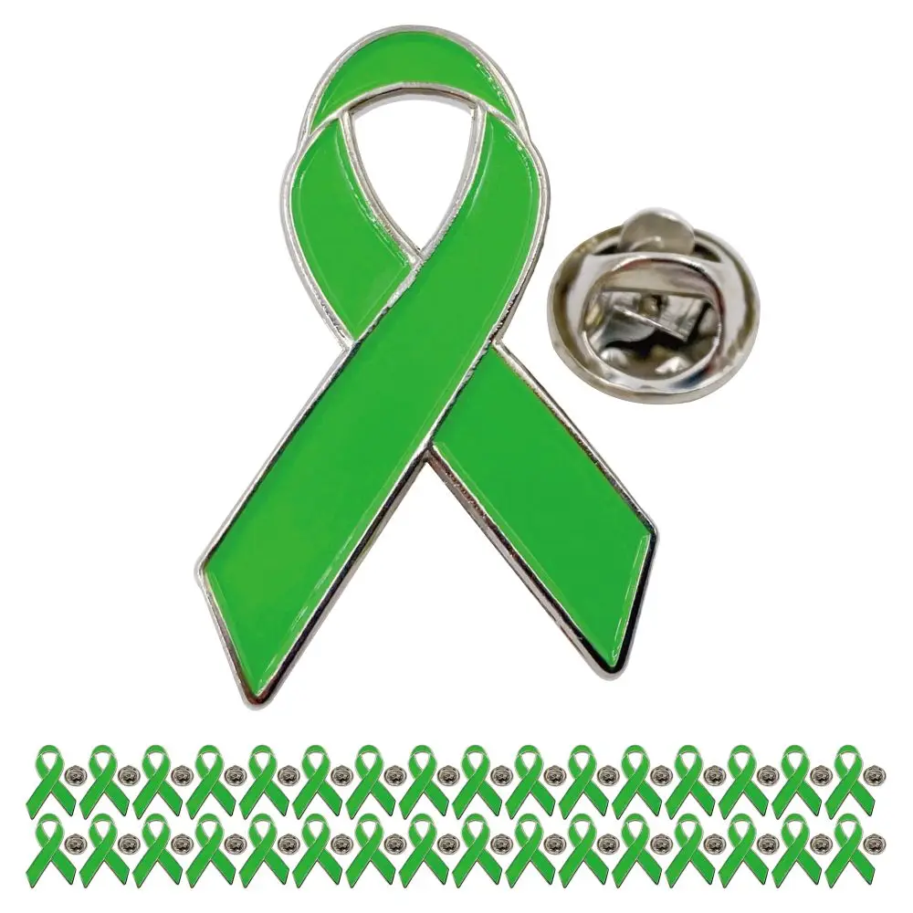 Épingles plates pour ruban vert Lime, 5/10/50/100 pièces, épingles de santé mentale, produits de sensibilisation en vrac, bijoux pour hommes et femmes