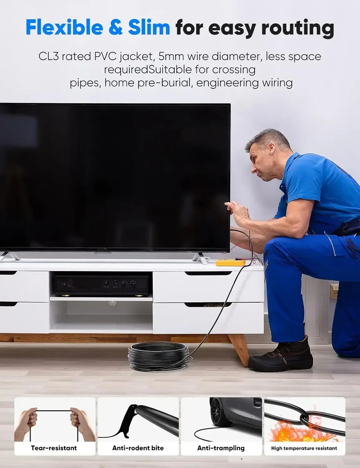 CYANMI 8K HDMI 2.1 Kabel światłowodowy 8K@60Hz 4K@120Hz, 48Gbps Szybki Kabel HDMI do Roku TV PS5 Xbox RTX3080 3090 — zdjęcie produktu 5