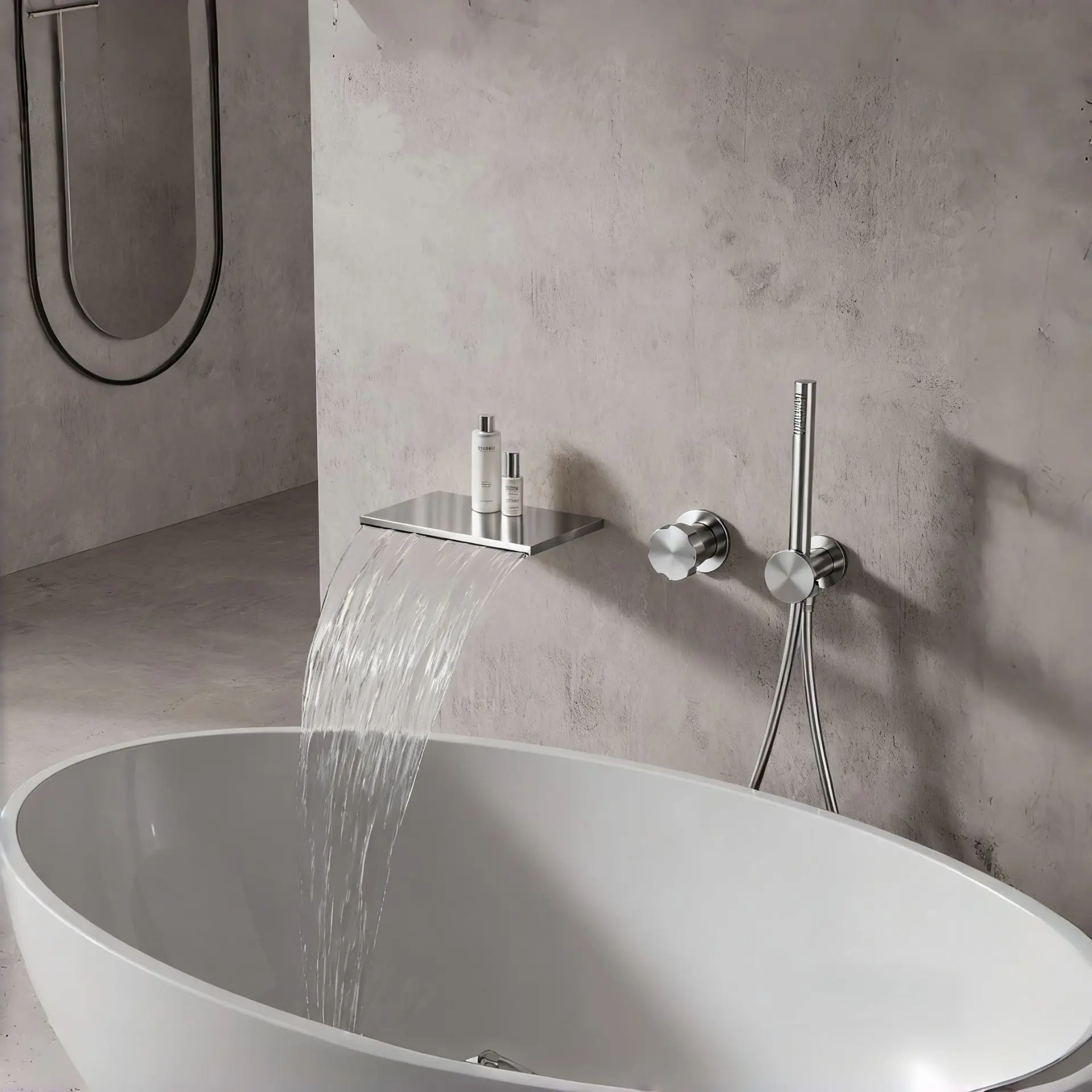 

Brushed Nickel Bathtub Faucet With Hand Shower Head Widespread Copper Waterfall Basthtub Mixer Black Bath tub Faucet Bathtub Tap