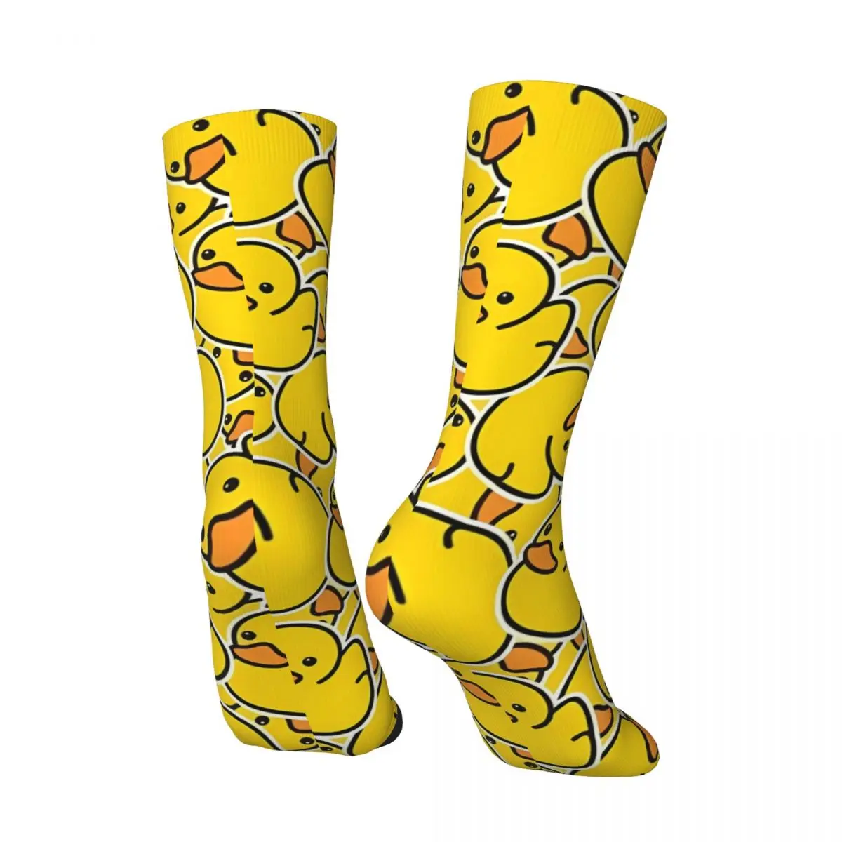 Retro Yellow Rubber Duck Men's Socks Unisex Hip Hop Pattern Printed Happy Crew Sock Gift