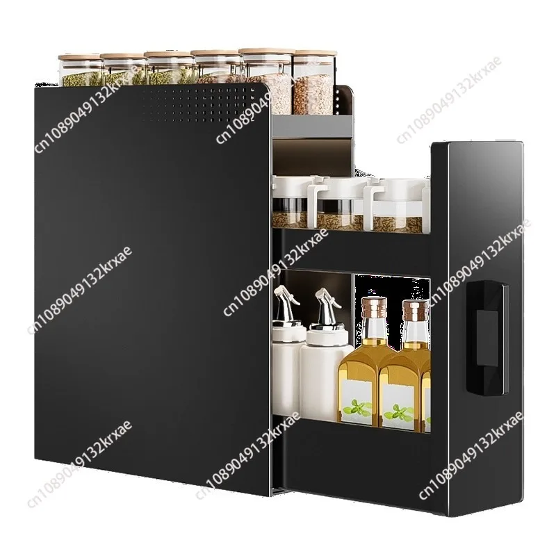Kitchen multifunctional storage rack side pull-out drawer counter top extremely narrow side condiment storage box spice rack