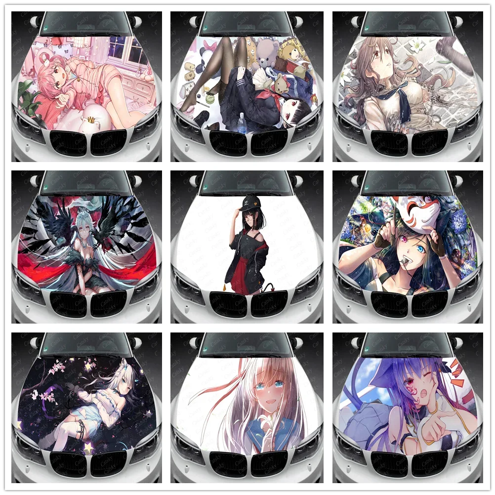 

Anime Girl Car Hood Wrap Decal Vinyl Sticker Car Hood Wrap Decal Vinyl Sticker Full Color Graphic Fit Any Car
