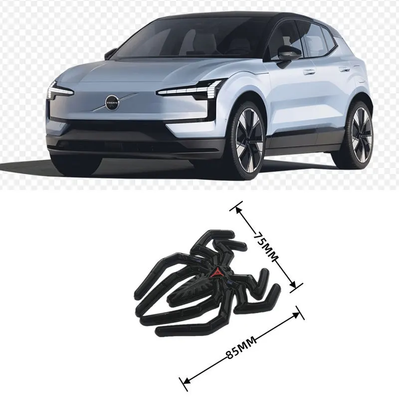 

2pc 3D Metal Black Widow Spider Logo Car Sticker For volvo EX30 Recharge Concept
