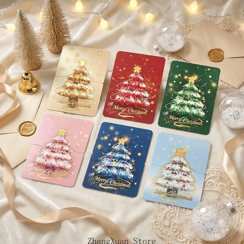 Ausstellbare Weihnachtsbaumkarten mit Sternakzenten und Feiertagsbotschaften, 12er-Set mit passenden Umschlägen und Umschlag – Detail 8