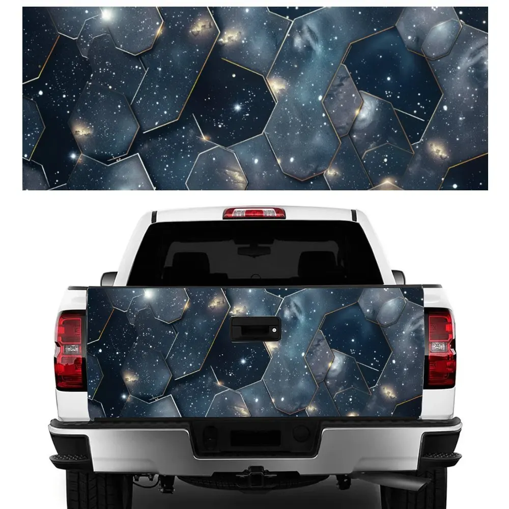 Hexagonal Starry Sky Pattern Car Tail Trunk Protect Vinly Decal Auto Accessories DIY Hood Decoration Sticker for Off-road Pickup