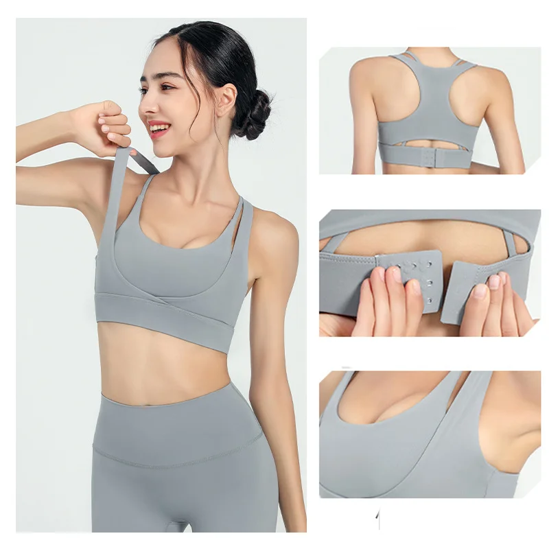 Stown Sportswear Fake Two Pieces Yoga Bras Crop Top Female Underwear High Impact Sports Bra Woman Bralette for Women Clothing