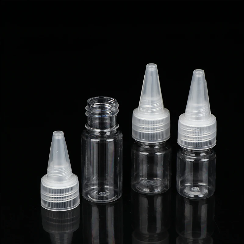 Bottiglie contagocce vuote in plastica trasparente da 3-100 ml riutilizzabili con tappi per ugelli Bottiglia da spremere per contenitori di inchiostro pigmentato per tatuaggi