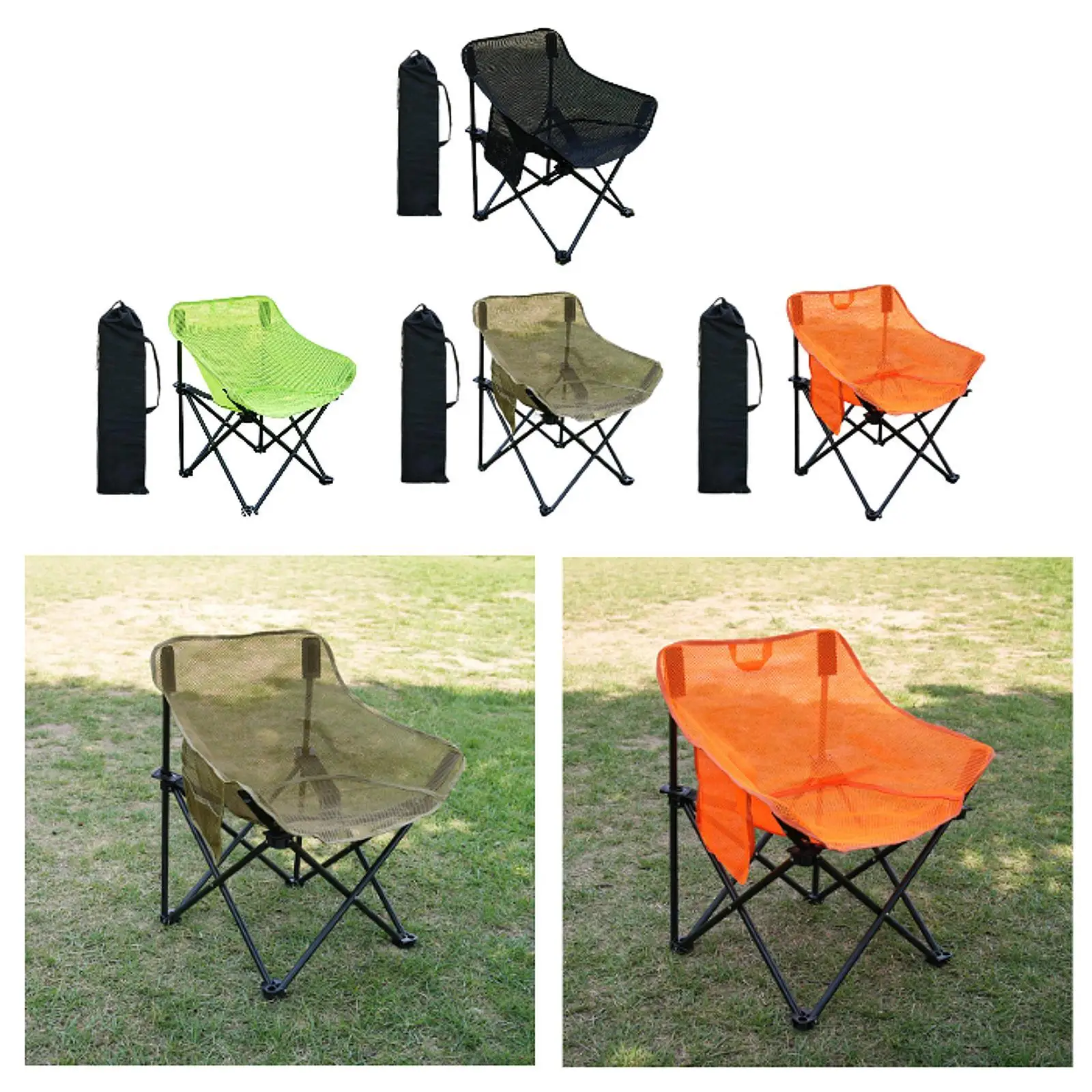 Folding Chair Camping Chair Outdoor Furniture Portable Stable Folded with Storage Bag for Backpacking Lawn Outside Yard BBQ