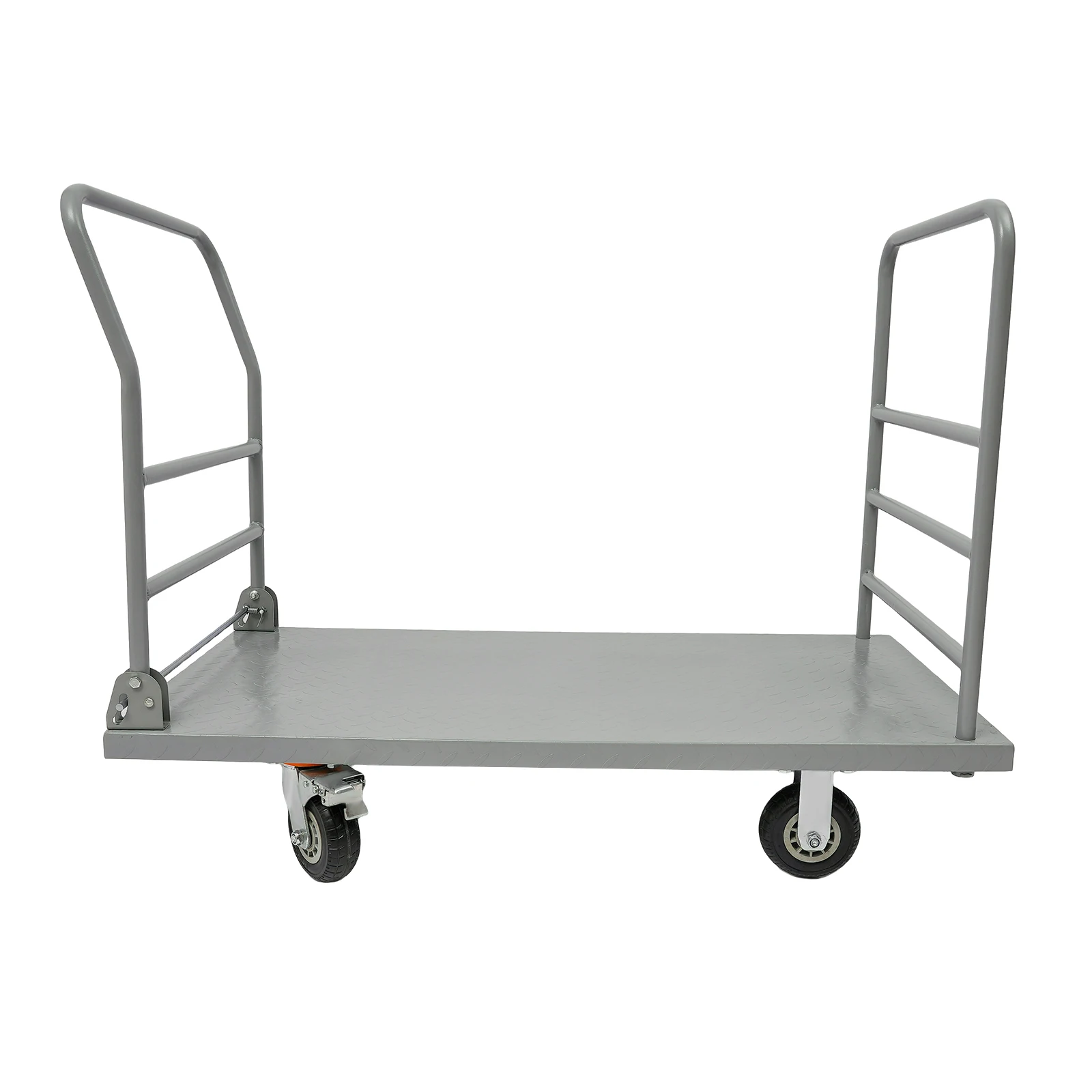 Carro de camión con plataforma plateada Rectangular de 121,92x60,96 cm, camión de plataforma resistente independiente con plataforma antideslizante estampada