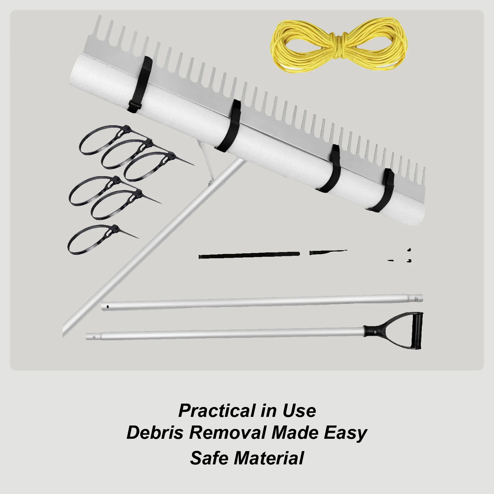 

Lake Rake 36 Inch Aluminum Lake Rake With Rope Multi-functional Algae Remover With Extension Handle Pond Cleaning Tools For Sand