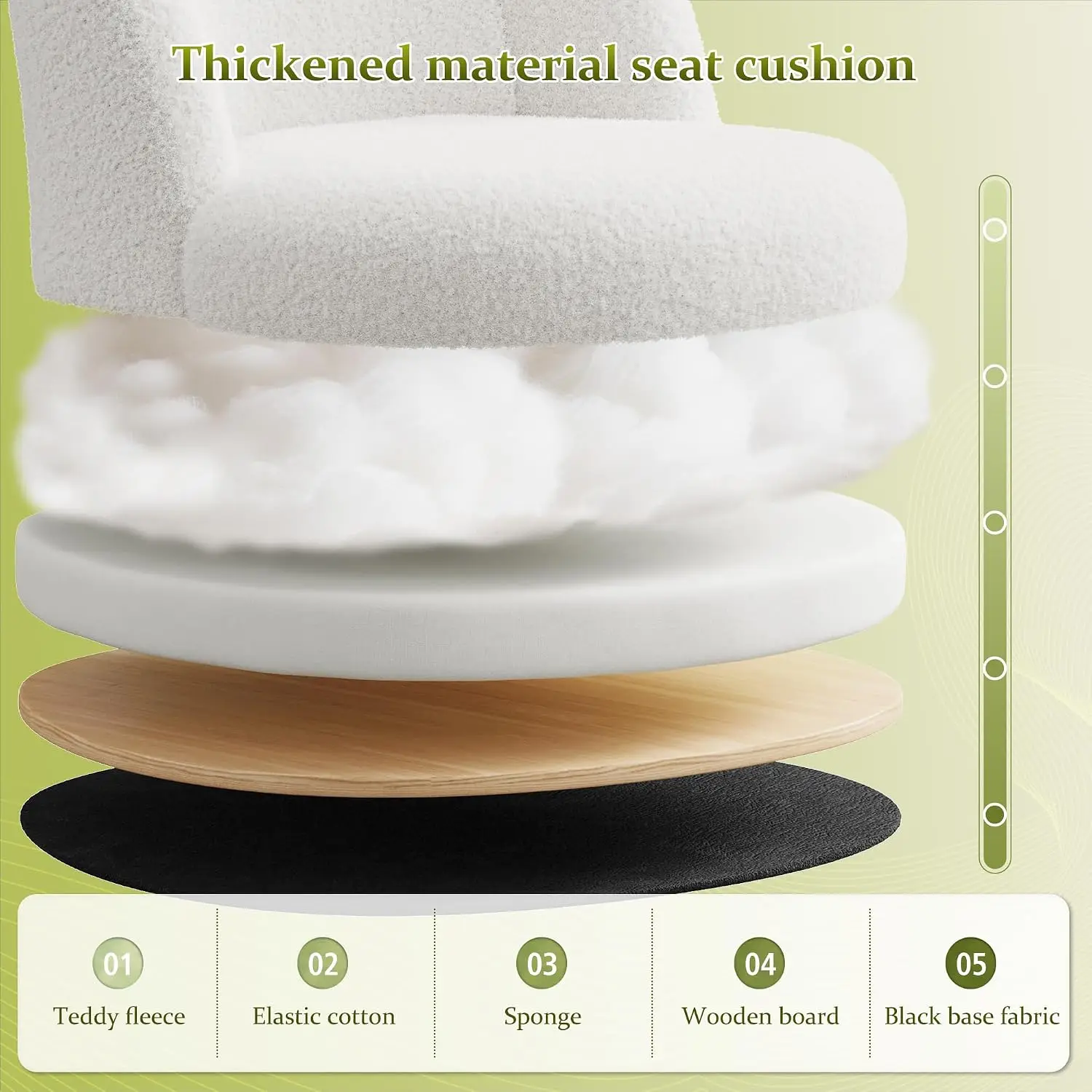 DurayLoly White Vanity Chair with Wheels, Cute Desk Chair with Back, Armless Chair with Height Adjustable & 360° Swivel, Soft Lumbar Support for Small Space, Bedroom view 5