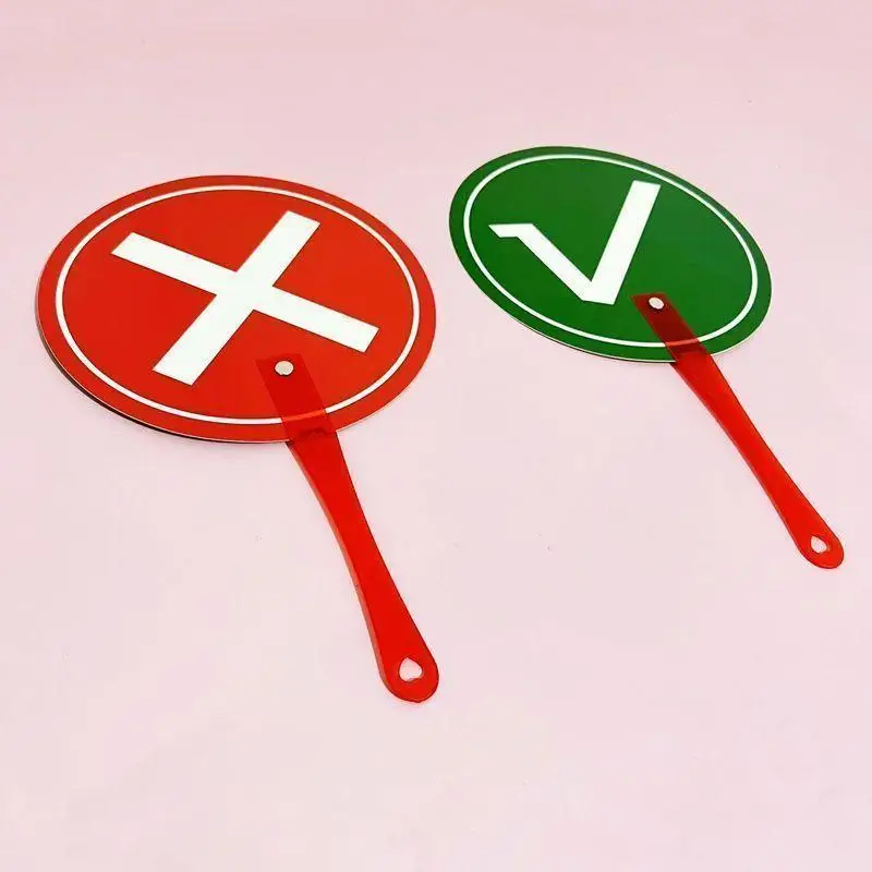 4/12PCS Double Sided Printing Response Card Game Clearance Hand Holding Toy Travel Food Review Score Card Answer Paddle ToysAcc