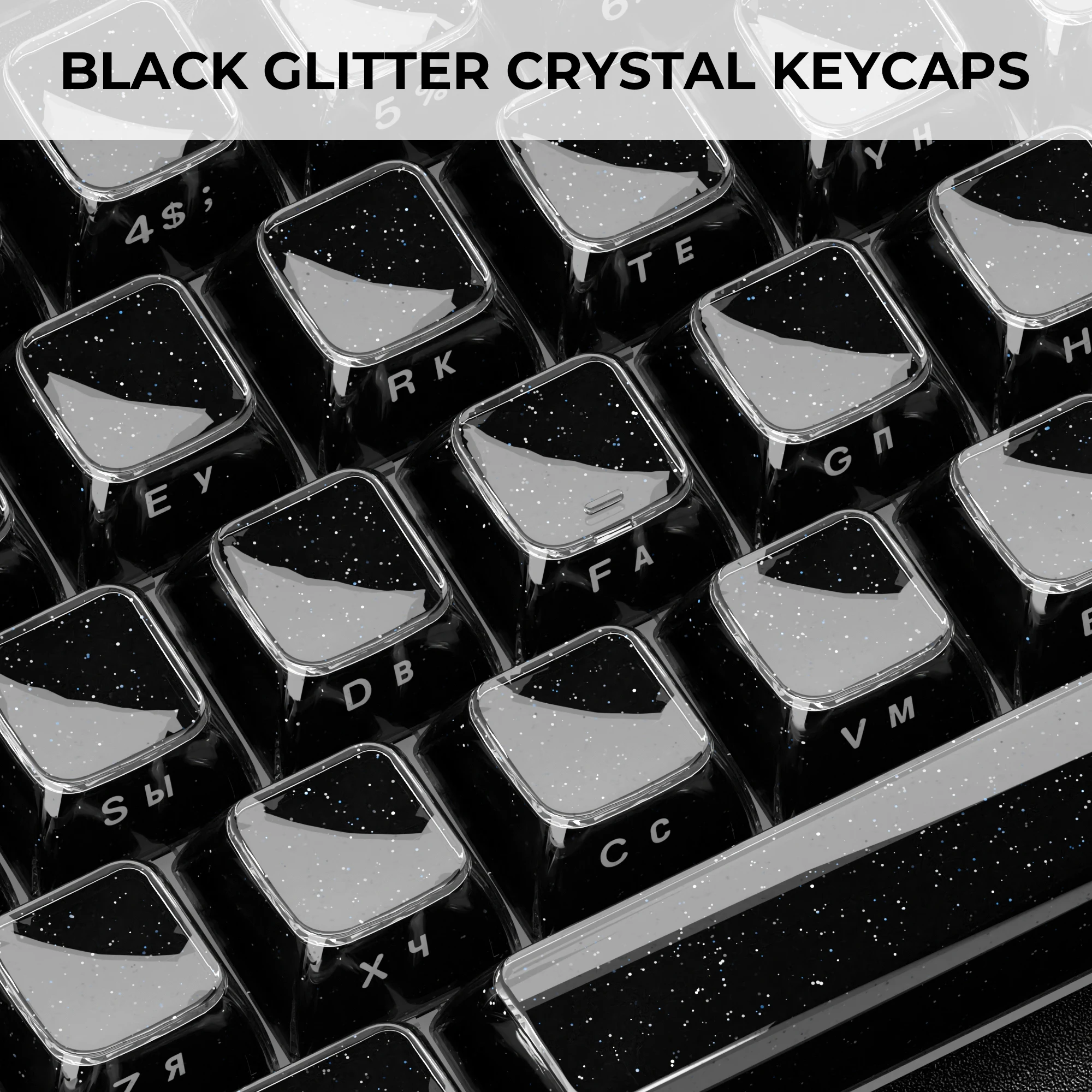 

XVX Russian Black Jelly OEM Keycaps 136 Keys for Cherry MX K eyboard 75% Key Cap Set