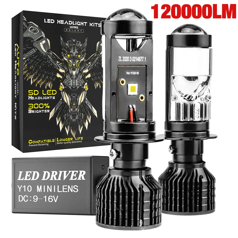 

2pcs 120000LM H4 Led Mini Projector Lens 5050 CSP Car Super Bright Canbus H7 Headlight Bulbs LHD 160W Lamp 6500K 12V 24V