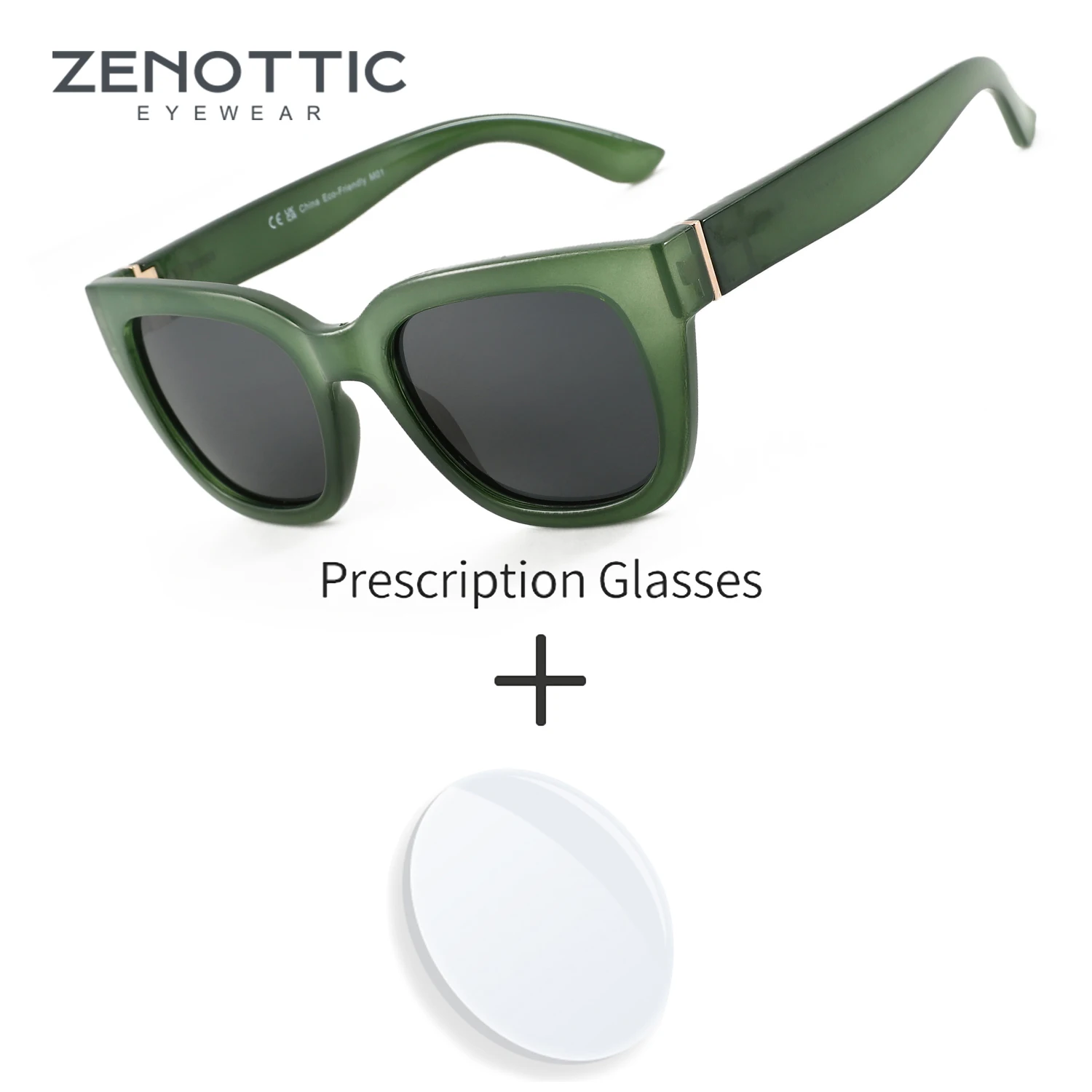 

ZENOTTIC Fashion Cat Eye Square Sunglasses for Women with Prescription Lenses Polarized Option for Driving and Travel