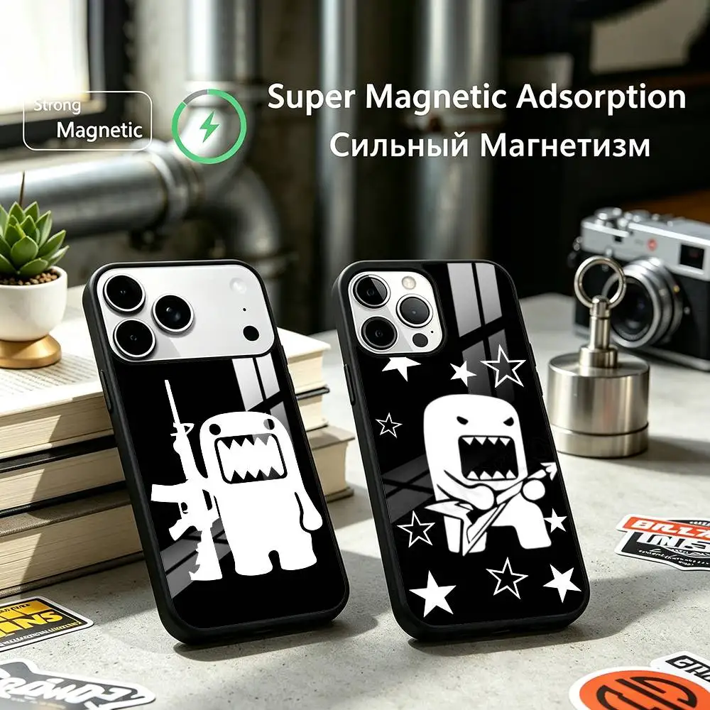 Adorable Funny Domo kun Phone Case For iPhone17,16,15,14,13,12 Plus,Pro Supports Magnetic Wireless Charging