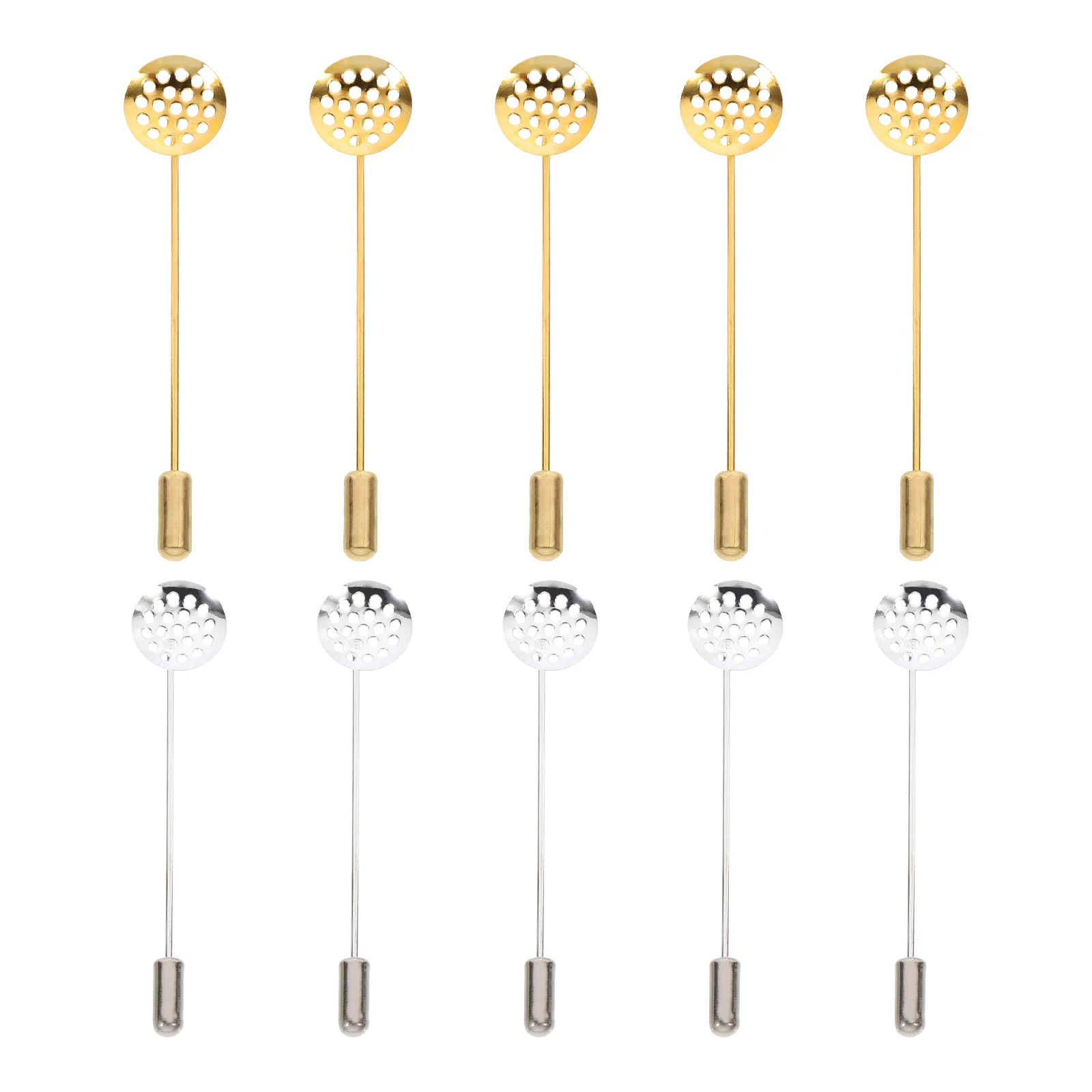 

10 Pcs Corsage Accessories Material Zinc Alloy Lapel Stick Silver Tray Pin Brooch Base Round DIY Craft Artificial