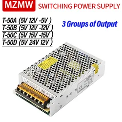 MZMW T-50 Triple Output Switching Power Supply 50W AC 110V 220V DC T-50A T-50B T-50C T-50D 5V 12V 15V 24V -5V -12V Driver SMPS