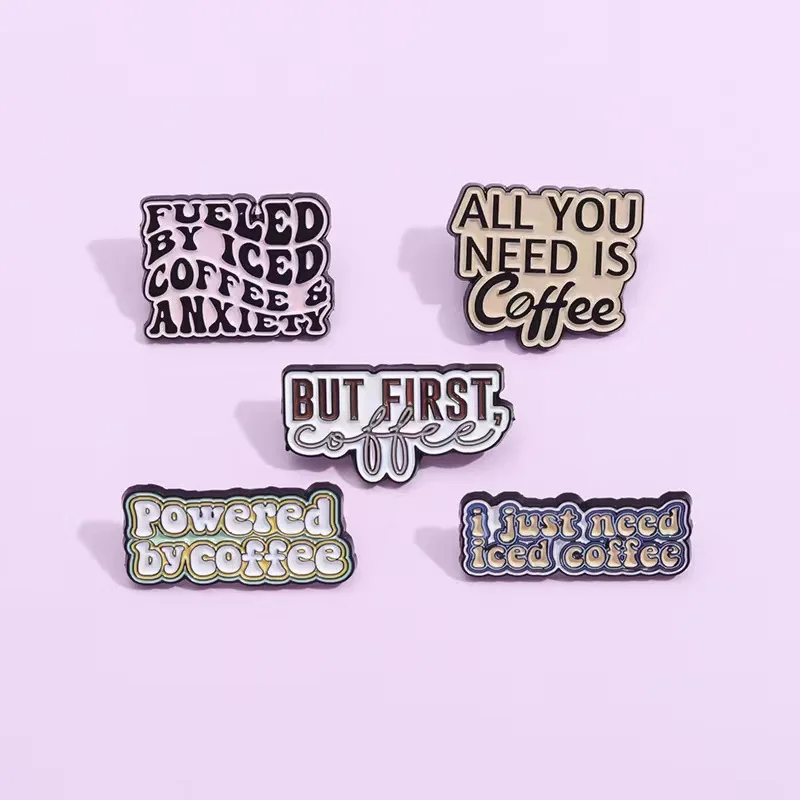 But First Coffee Enamel Pins We Need Powered By Coffee Morning Wine Brooches Lapel Metal Badges Coffee Jewelry Gifts