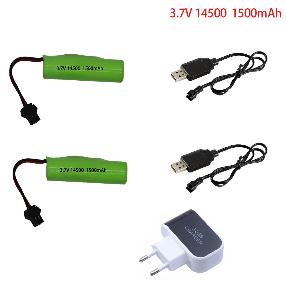 3.7V 1500mah  14500 Battery and charger For C2 D828 RC Stunt Dump Car Toy Accessory 3.7V 14500 Li-ion battery with SM-2P Plug