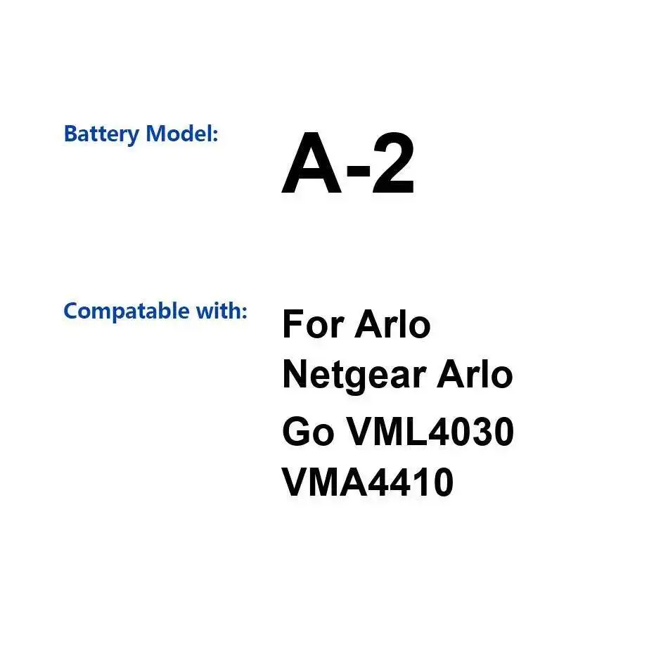 

Аккумулятор для камеры A-2 Arlo Netgear GO VML4030 VMA4410, экологически чистый, 2500 мАч