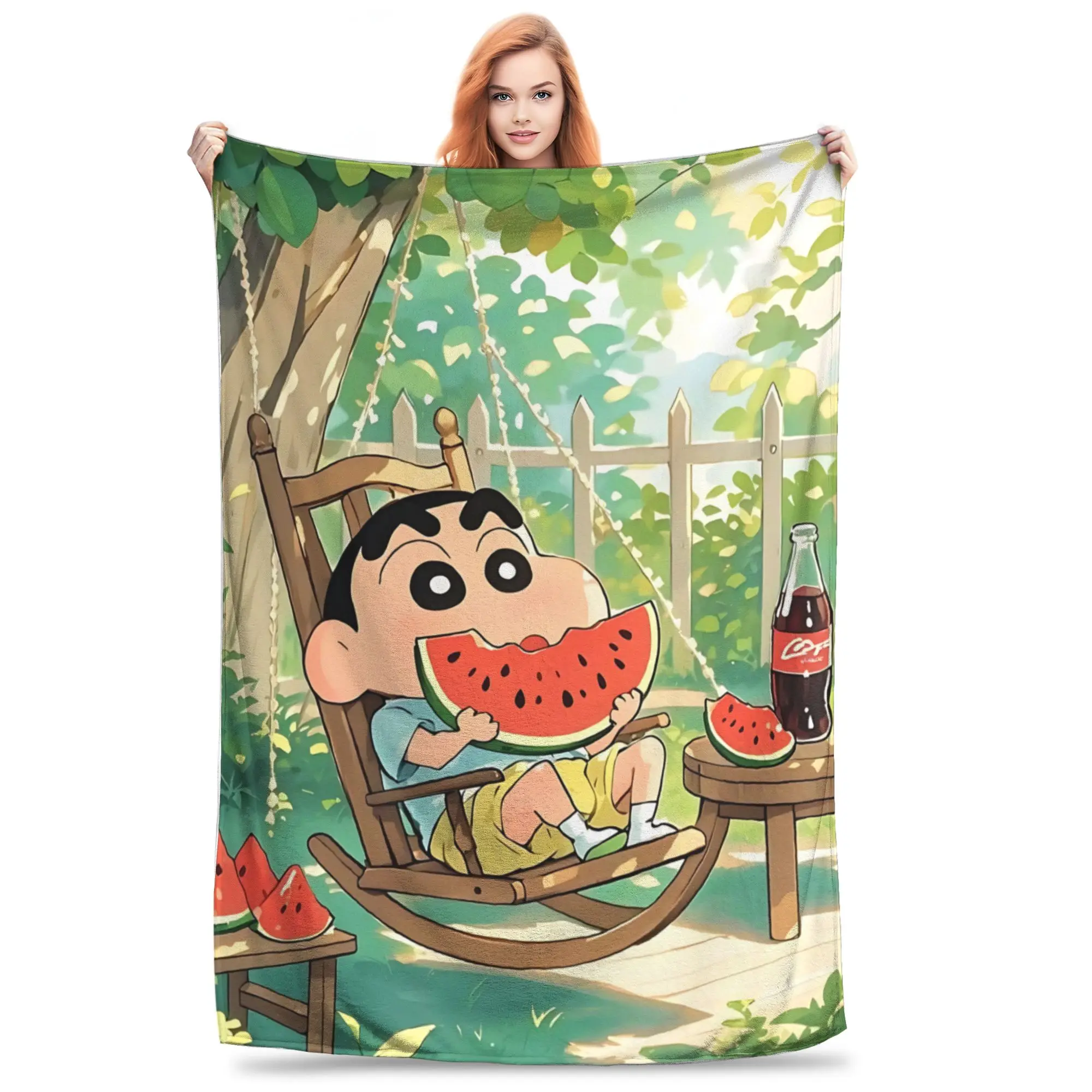 1PC home Cutecore Room Decor Crayon S Shin chan Blanket Throw Blanket  Novelty Warm Blanket All Season