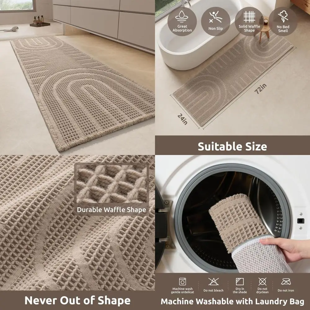 

Brown 24x72 Soft Tassel Bath Mat - Non-Slip, Machine Washable for Bathroom