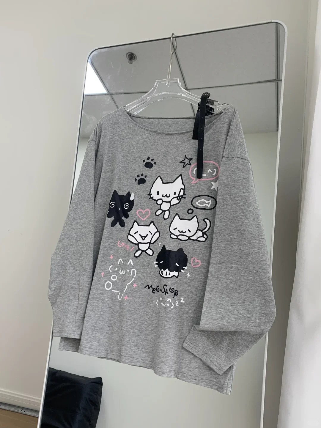 House style cat print longsleeved sweatshirt suspender design niche Tshirt 2024 autumn and winter new subculture top y2k ins emo