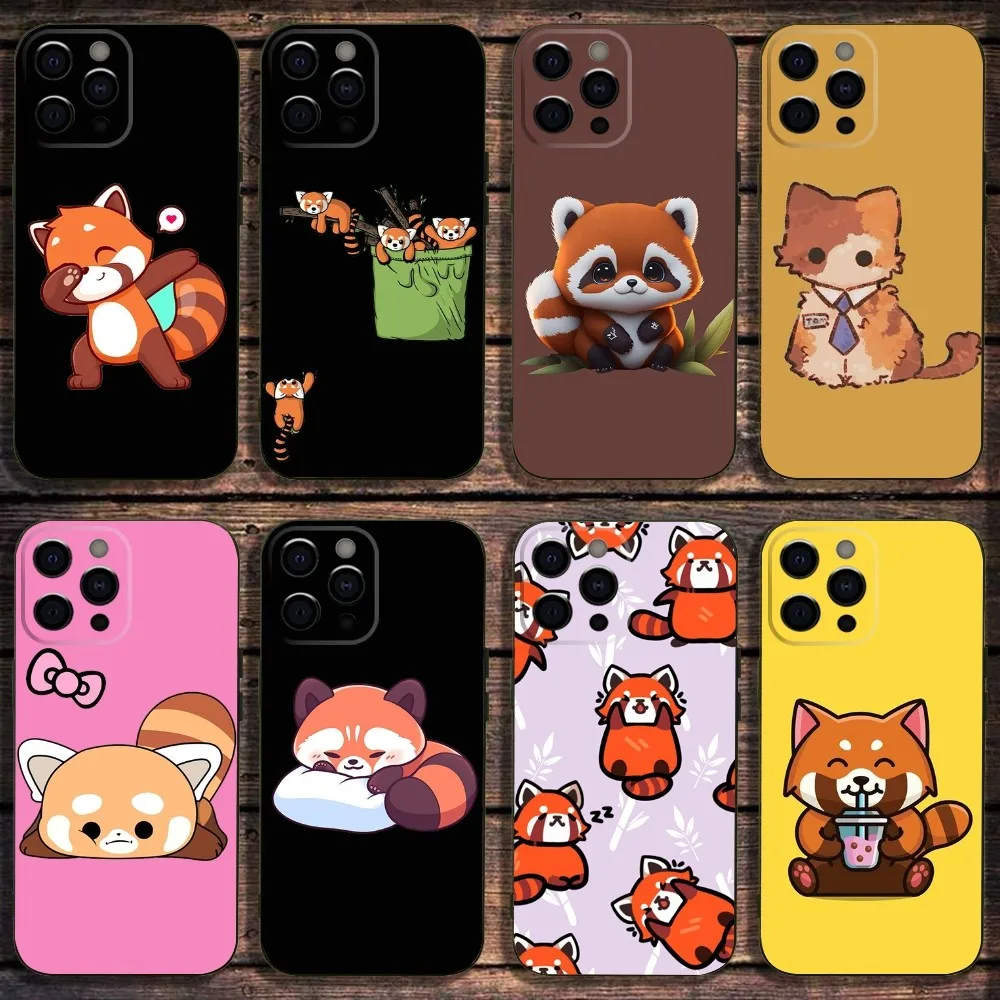 

Animal Red Panda Cute Phone Case For iPhone 16,15,14,13,12,11,Pro,X,XS,Max,XR,Plus,Mini Soft Black Cover