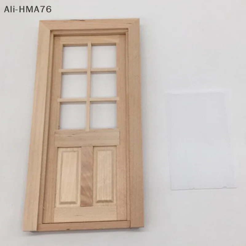 HMA76-1/12 Dollhouse Miniature Wood Door Unpainted DIY Accessories Model Toys