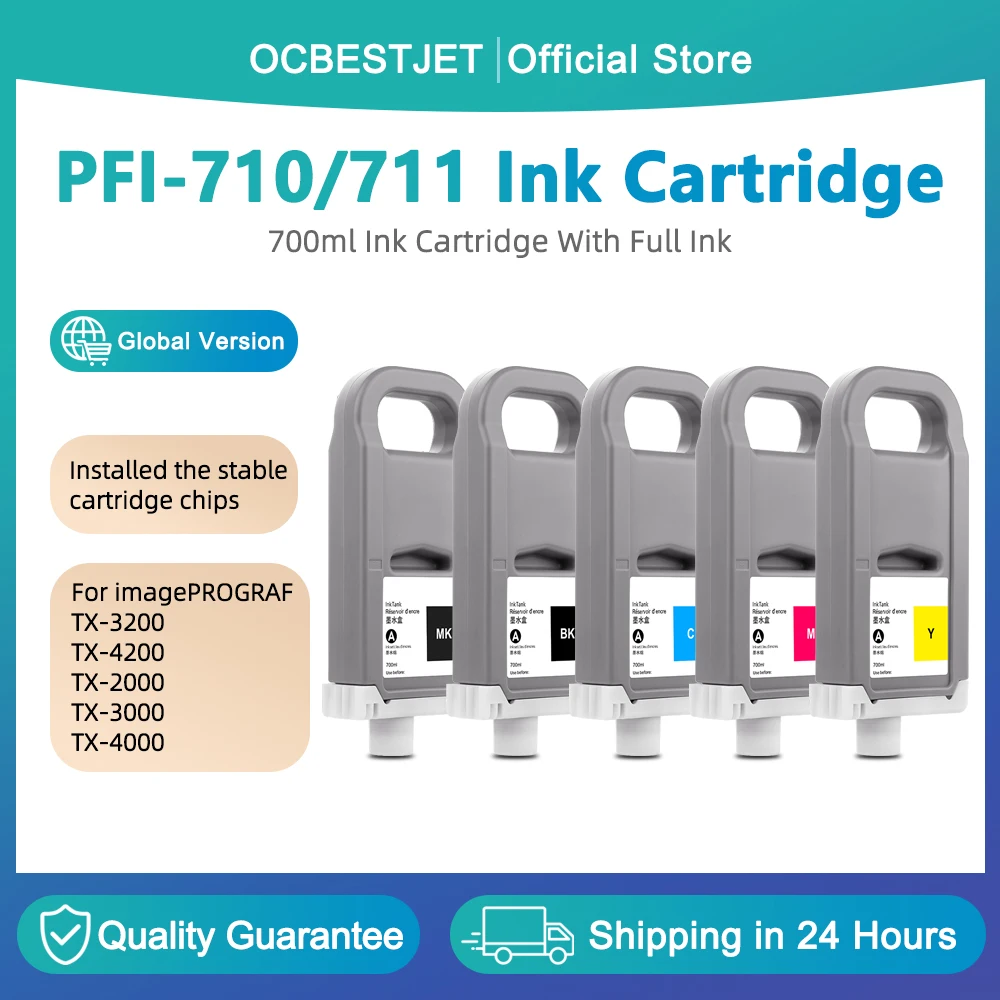 

For Canon PFI-710 PFI-711 Full Ink Cartridge For imagePROGRAF TX-2000 TX-3000 TX-3100 TX-4000 TX-4100 TX-3200 TX-4200 Ink Tank