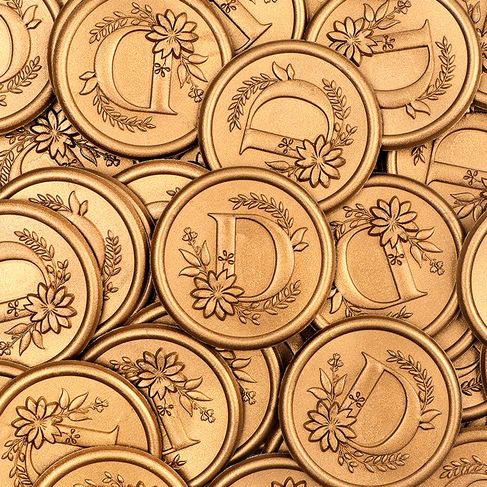 25 pcs Gold Initial Alphabet Self-Adhesive Wax Seal Stickers - Wedding, Party, Birthday, Christmas Envelope Seals Stickers