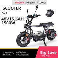 Iscooter DX5 Adult Electric Scooter 1500W 48V 15.6Ah Battery E Scooter 15 Inch Vacuum Inflatable Tires City Electric Scooter