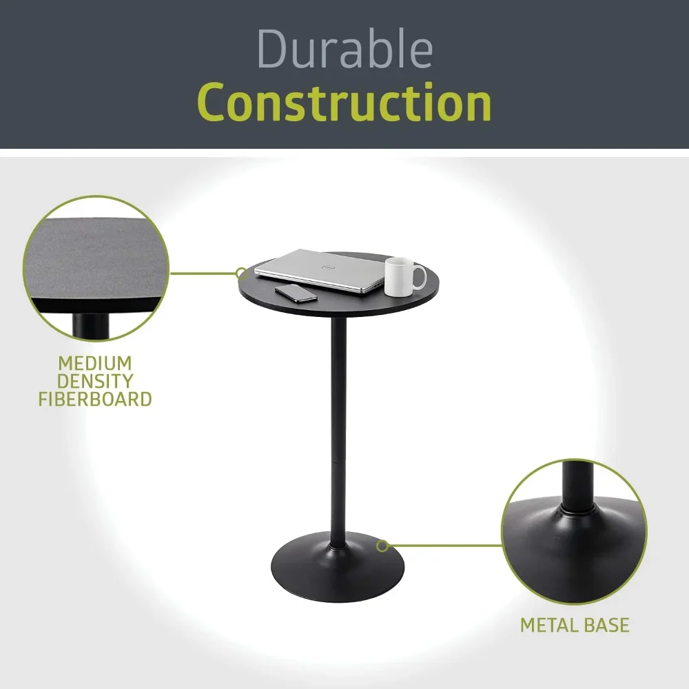 Santina Pacote com 2 mesas redondas de bar e pub, pretas