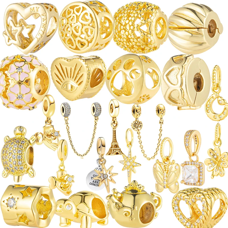 

New Hot Sale Gold Hollow Paw Print,Gold Diamond Turtle & Diamond Butterfly Dangle Charms Bead,DIY Jewelry for Necklace& Bracelet