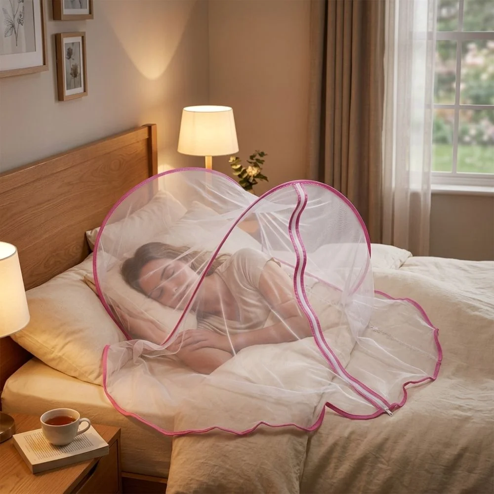 High-Density Mesh Foldable Facial Mosquito Net Pest Control Breathable Anti-Mosquito Head Cover Lightweight Mesh Canopy