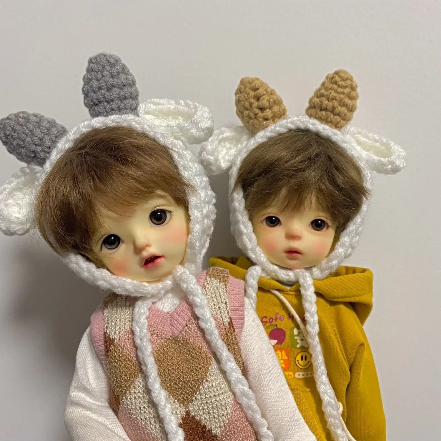 

OB11 Hat Knitted Headband Sheep Ear Caps For Obitsu11 GSC Doll Clothes Accessories 1/6 1/8 bjd 10cm Cotton Doll 17cm Labubu