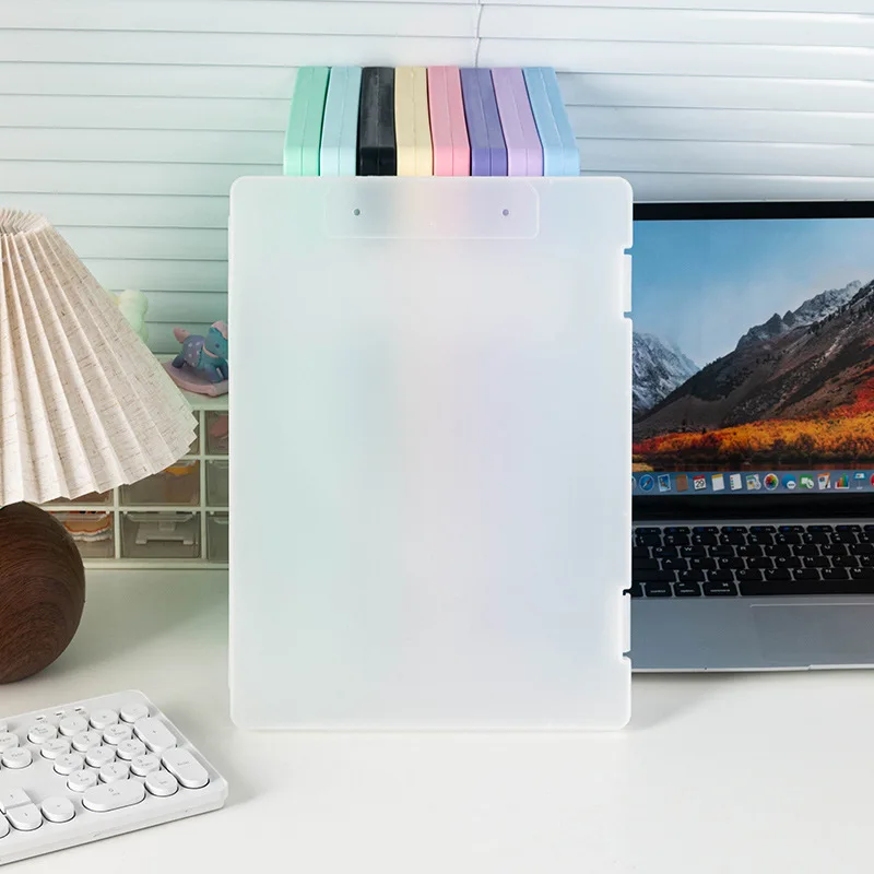 Ins-style Morandi Color Dormitory Storage File Box, A4 Transparent Document Box, PP Plastic Cosmetic Stationery Box