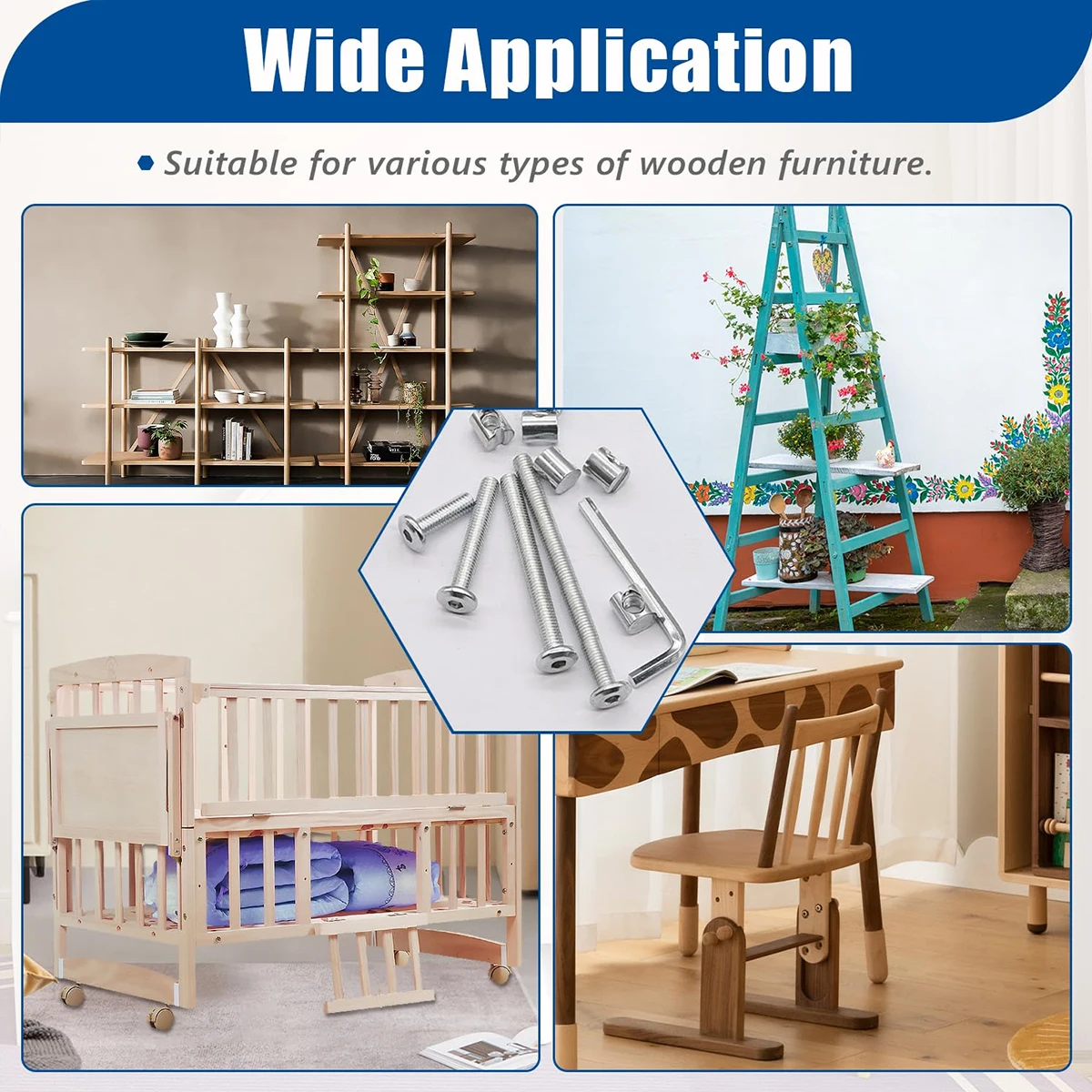 20 مجموعات من مسامير سرير الطفل الأجهزة استبدال عدة ذات الطابقين السرير الترباس سداسية المقبس مسمار مزلاج مع دلو الجوز/وجع #6