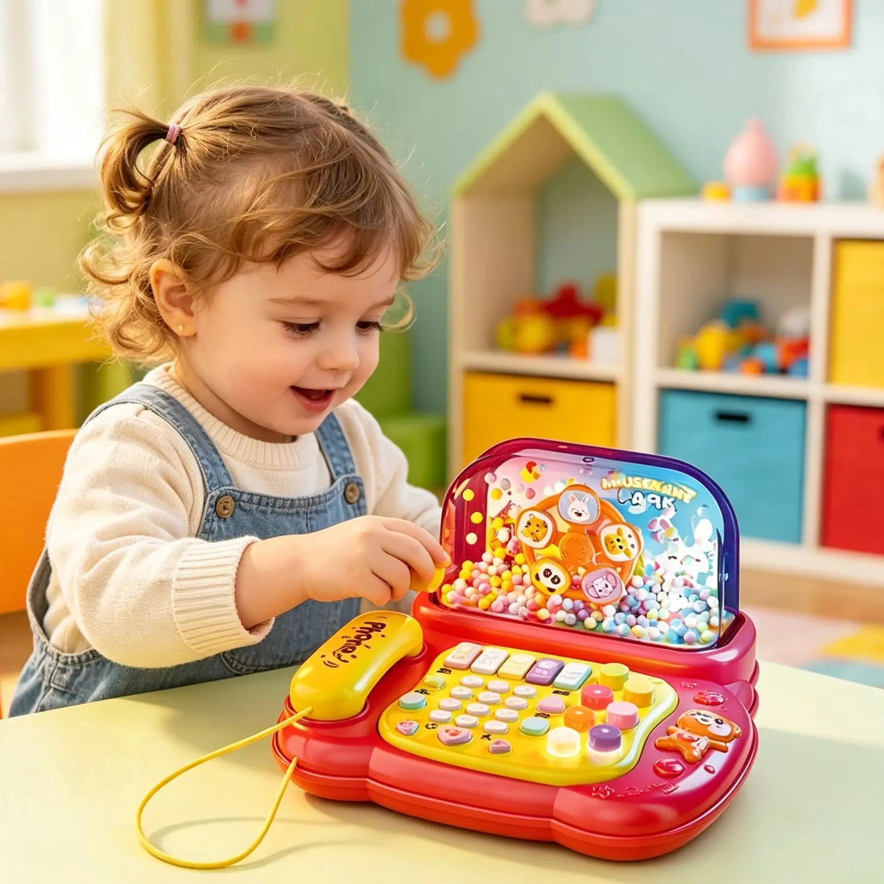 子供の漫画シミュレーション電話おもちゃピアノキーボードゲームスノーフィアケ点滅ライト音楽ストーリーマシン赤ちゃん教育玩具